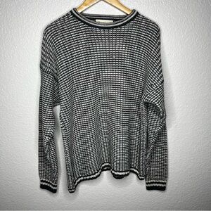 Vintage Cotton Ramie blend Black and White Men's Grandpa oversized Sweater large